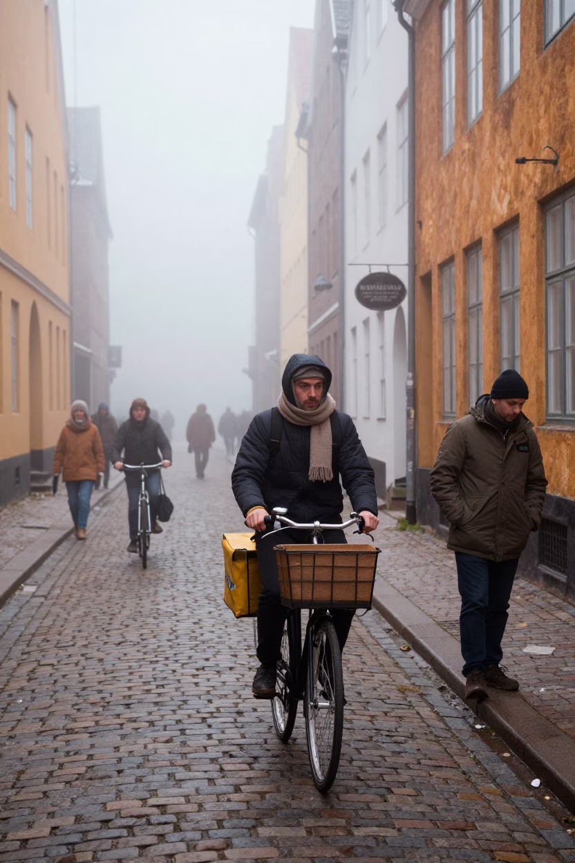 Baker in Copenhagen at Dawn Light in in Copenhagen, Denmark