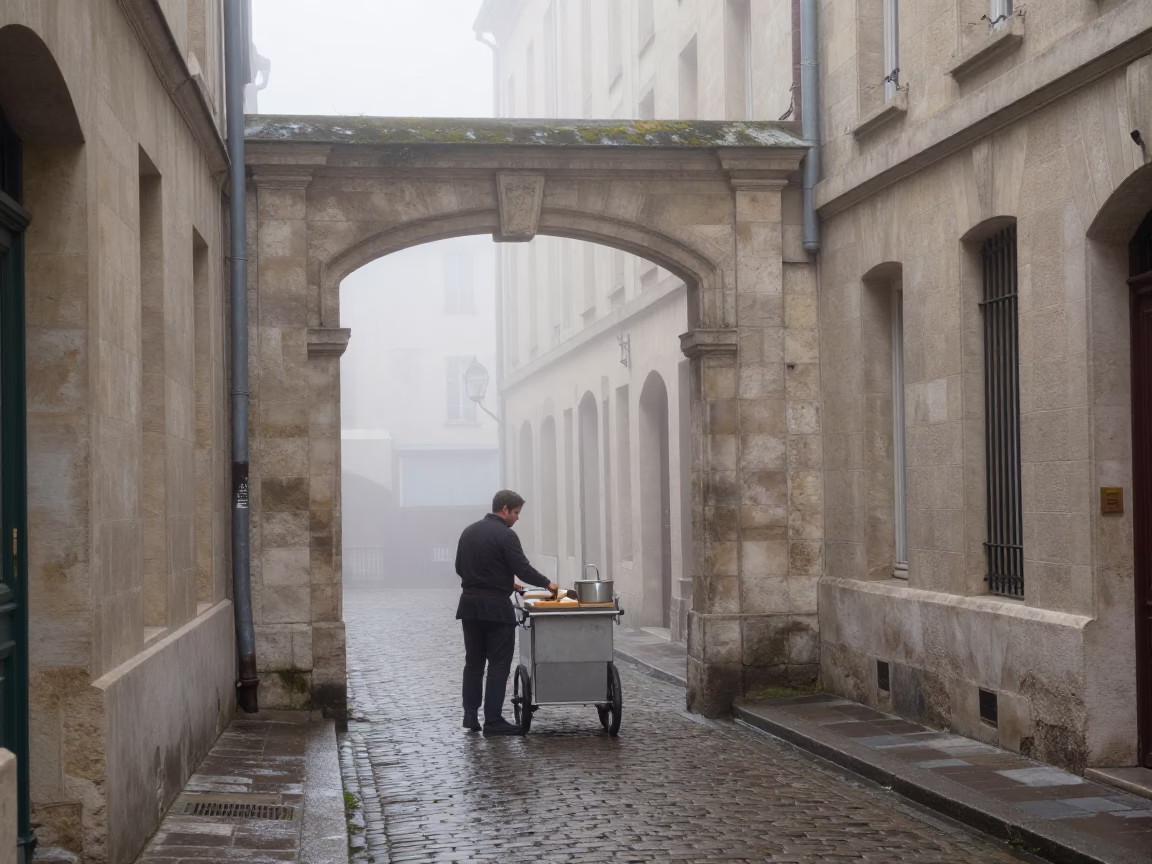 Baker in Lyon at Dawn Light in in Lyon, France