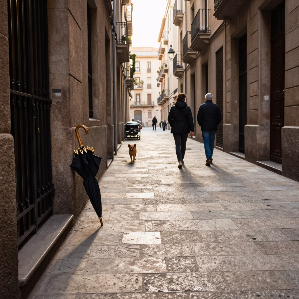 Baker just after sunrise in Barcelona in in Barcelona, Spain