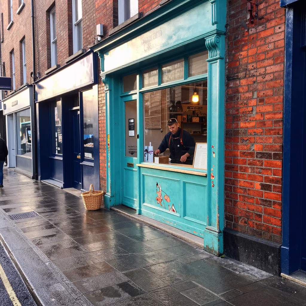 Baker just after sunrise in Dublin in in Dublin, Ireland