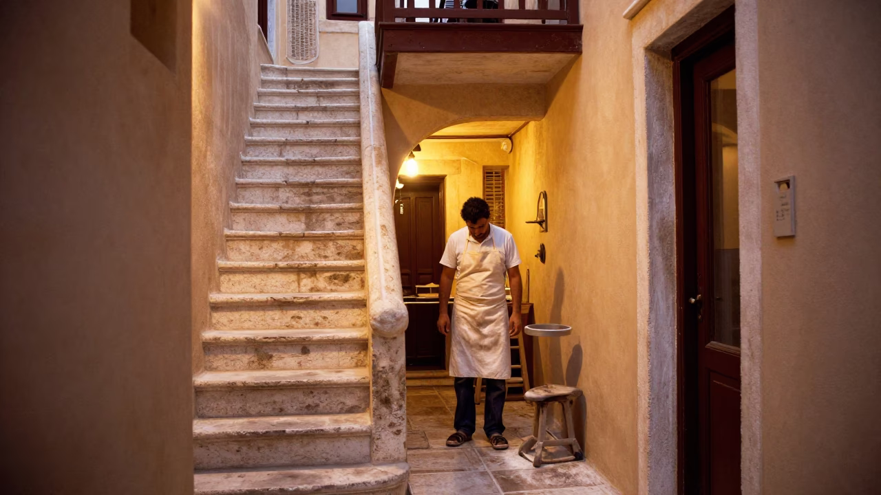 Baker Pausing in Athens in in Athens, Greece