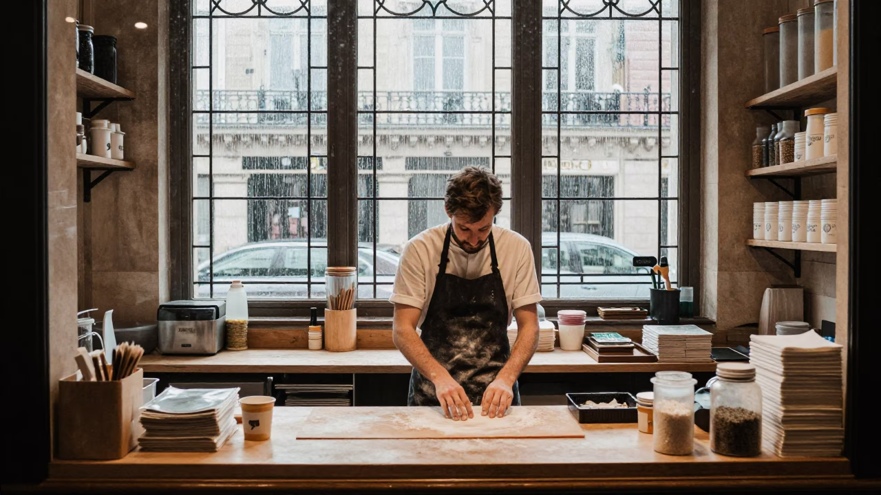 Baker Pausing in Paris in in Paris, France