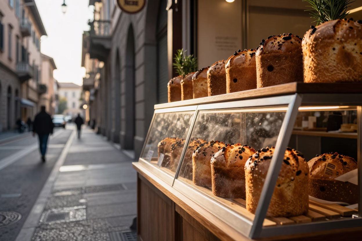 Baker's Display in Milan in in Milan, Italy