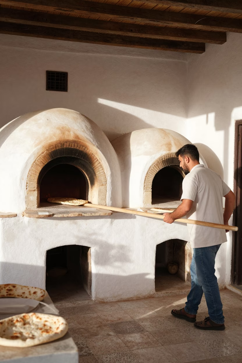 Bakery Interior at The Late Morning Light in Tunis in in Tunis, Tunisia