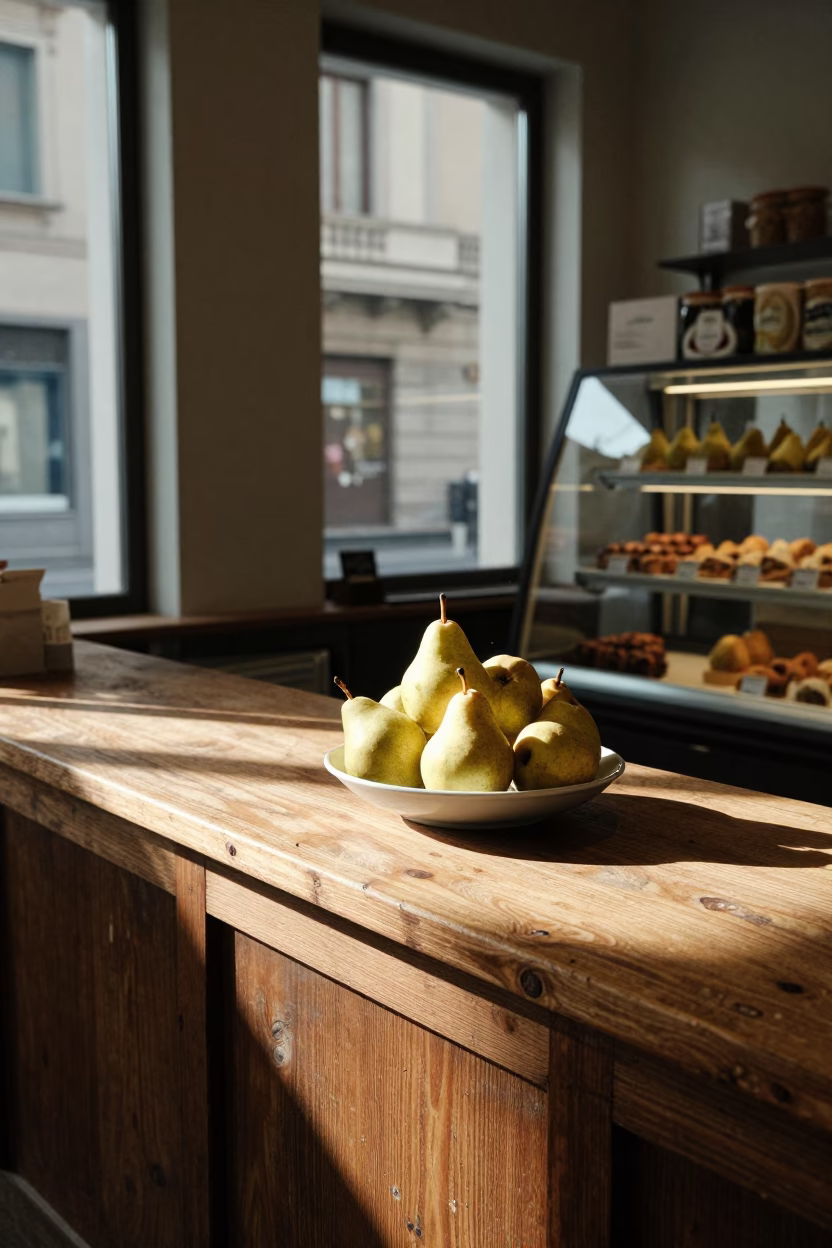 Bakery Interior in Milan at As First Light Reaches The Scene in in Milan, Italy
