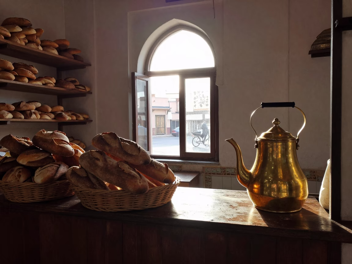Bakery Interior just after sunrise in Marrakech in in Marrakech, Morocco