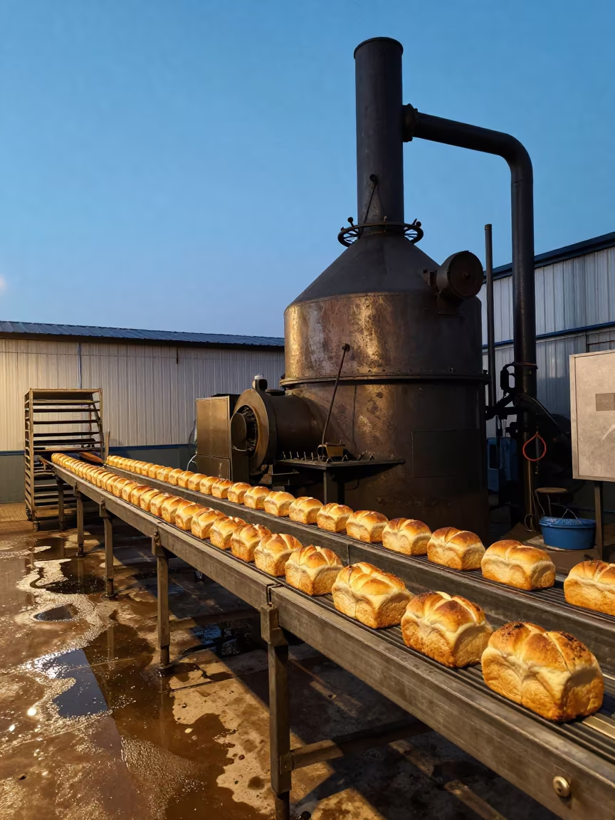 Bakery Line Beside Blast Furnace Evening Light in beside a blast furnace near Cumilla