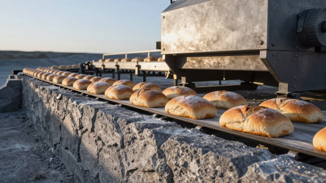 Bakery Loaves on Quarry Ledge Before Dawn in on a quarry ledge near Ogbomosho