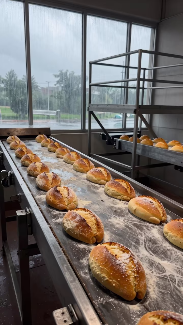 Bakery Loaves on Scaffold in Thane Rain in on a scaffold platform near Thane