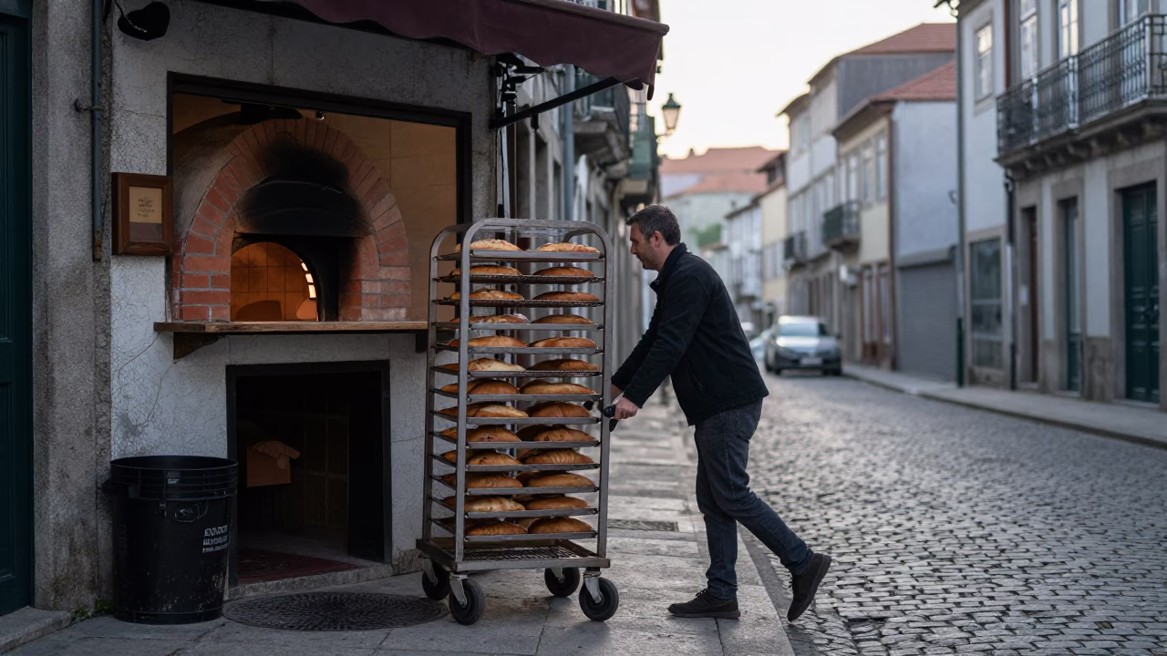 Bakery Scene in Porto at The Early Morning Light in in Porto, Portugal