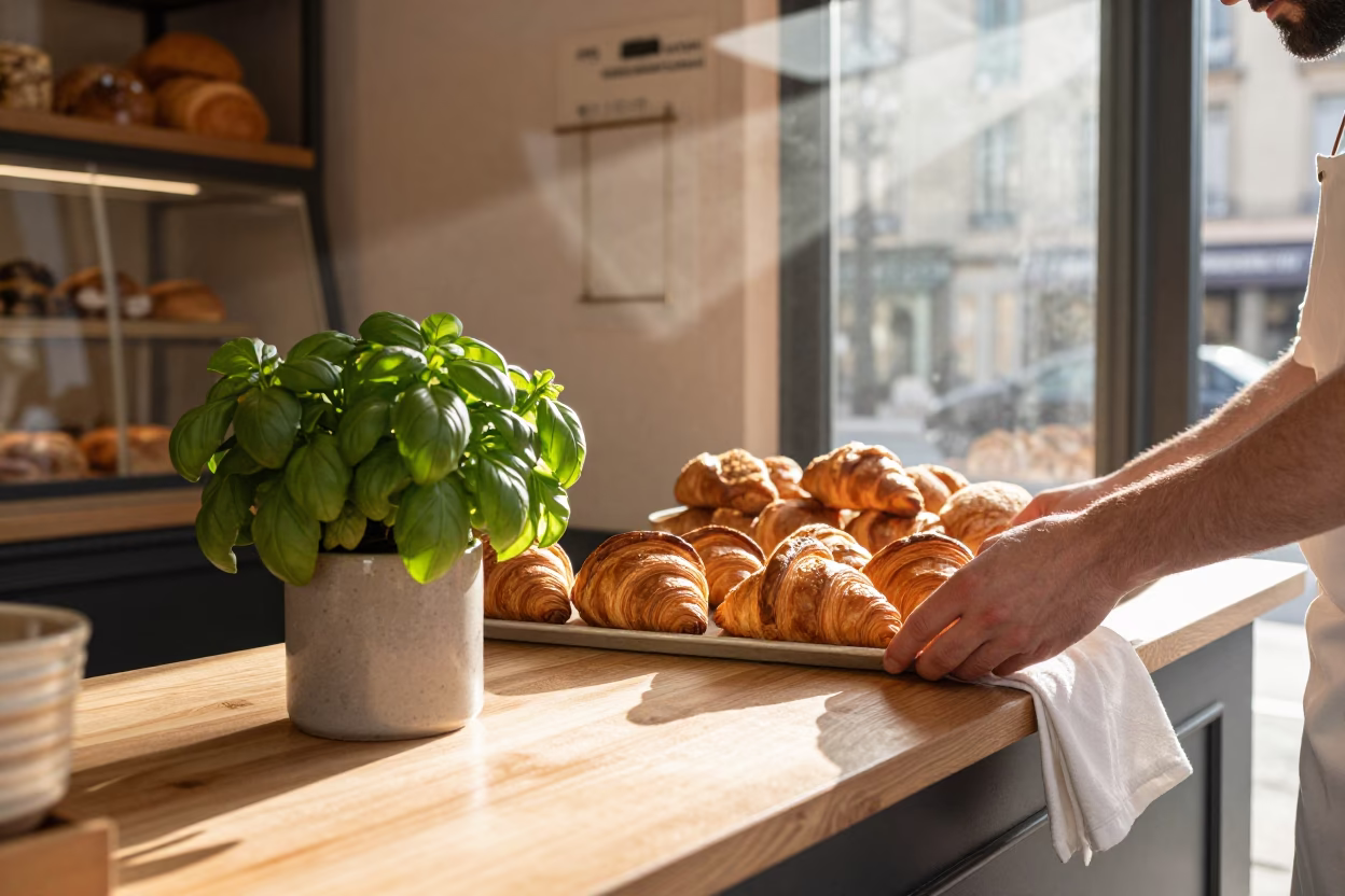 Bakery Scene just after sunrise in Lyon in in Lyon, France