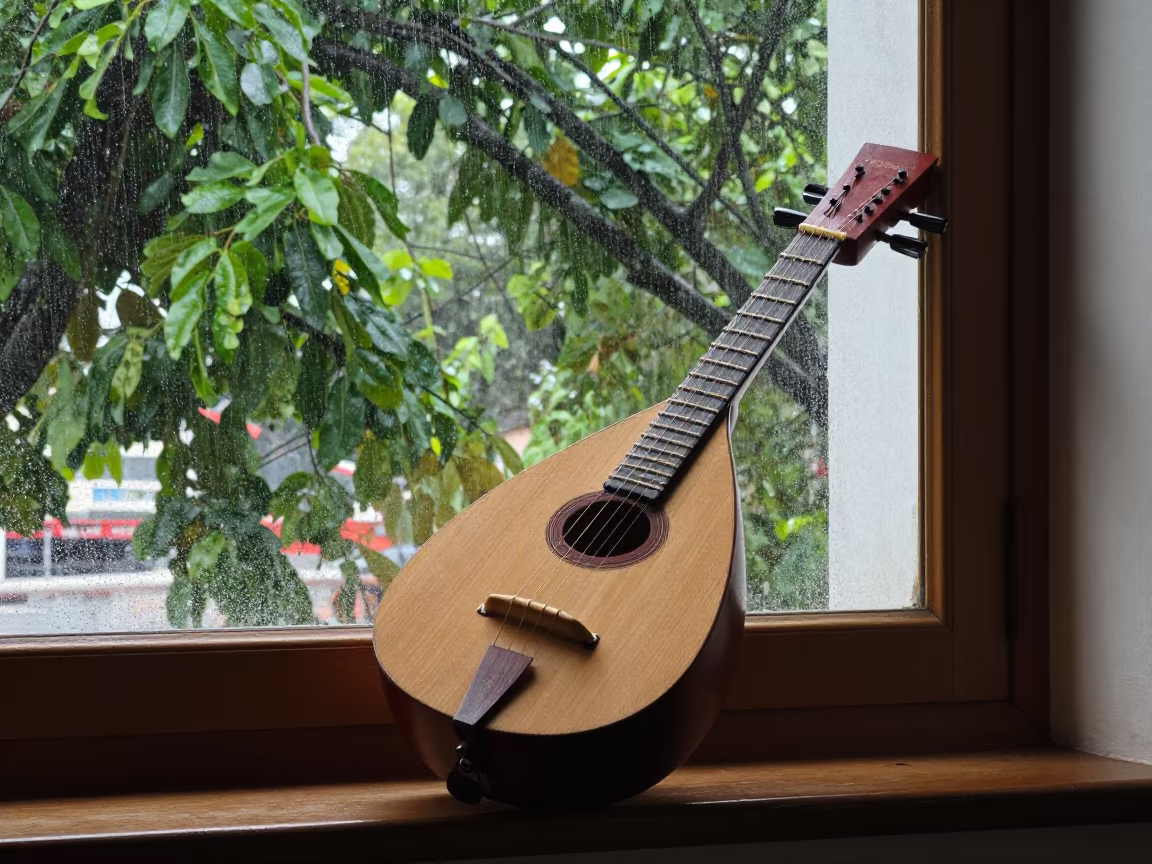 Balalaika on Window Sill in La Romana Haze in in a concert hall in La Romana