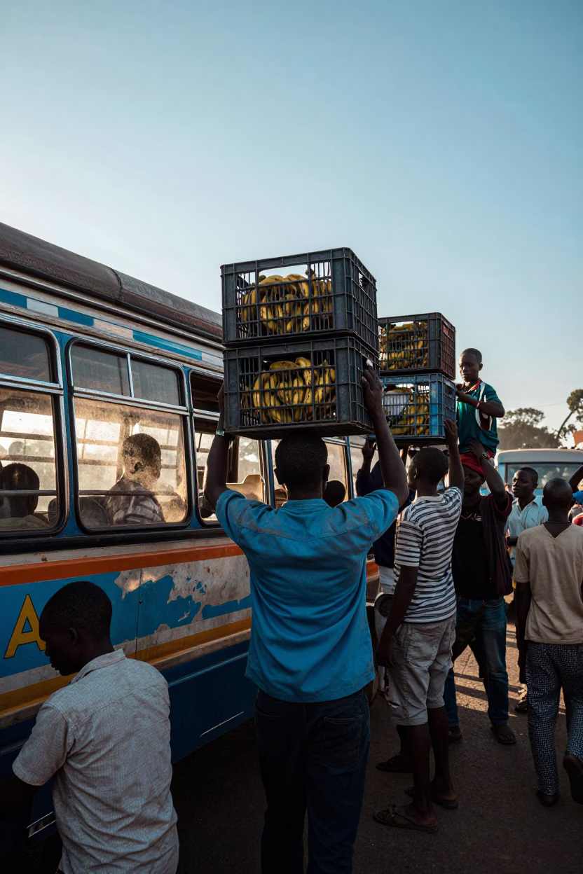 Balancing Bananas in Nairobi in in Nairobi, Kenya