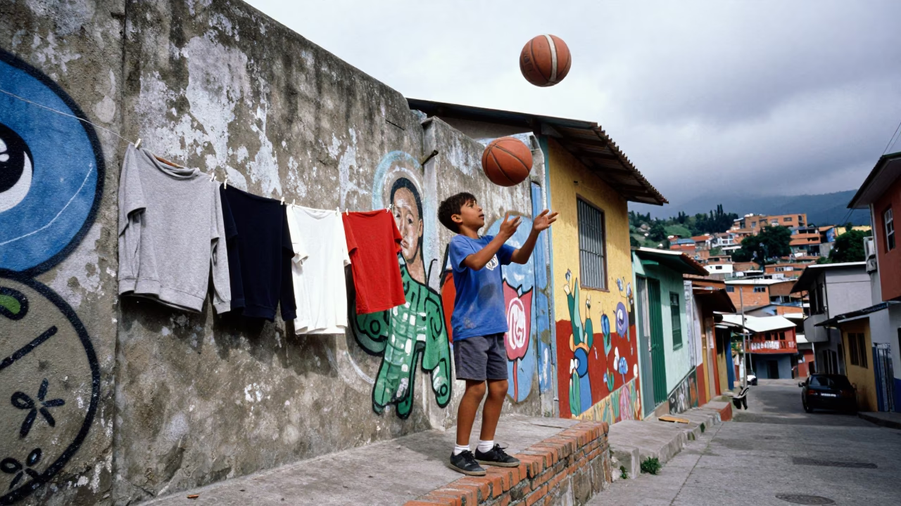 Balancing Basketball in Medellin in in Medellin, Colombia