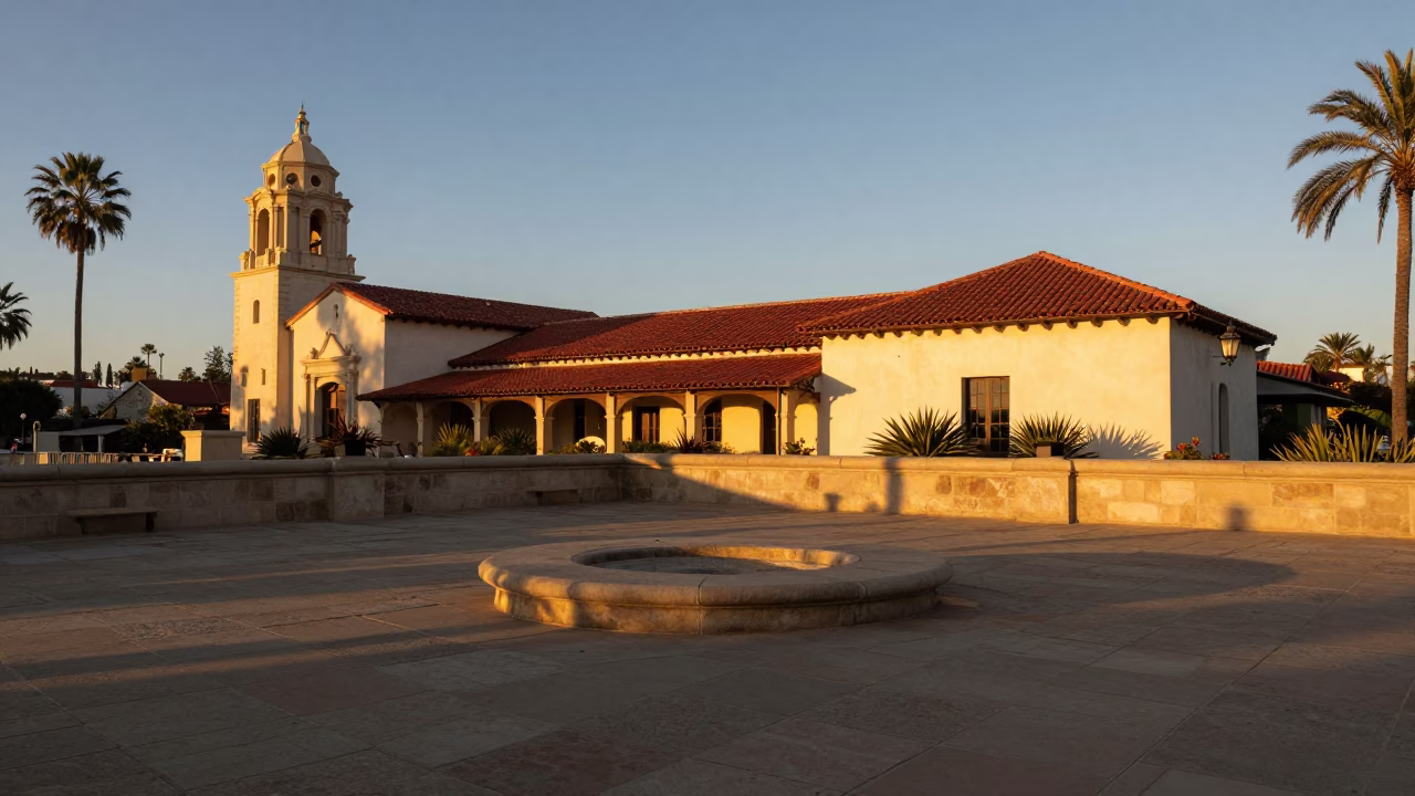 Balboa Park From Terrace in San Diego at Honeyed Evening Light in in San Diego, California, United States
