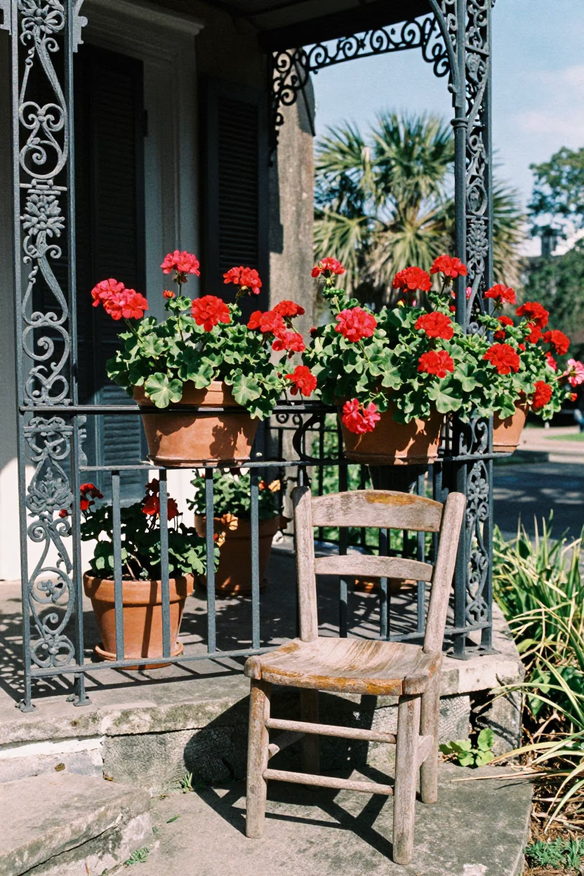Balcony at Afternoon Light in Charleston in in Charleston, South Carolina, United States