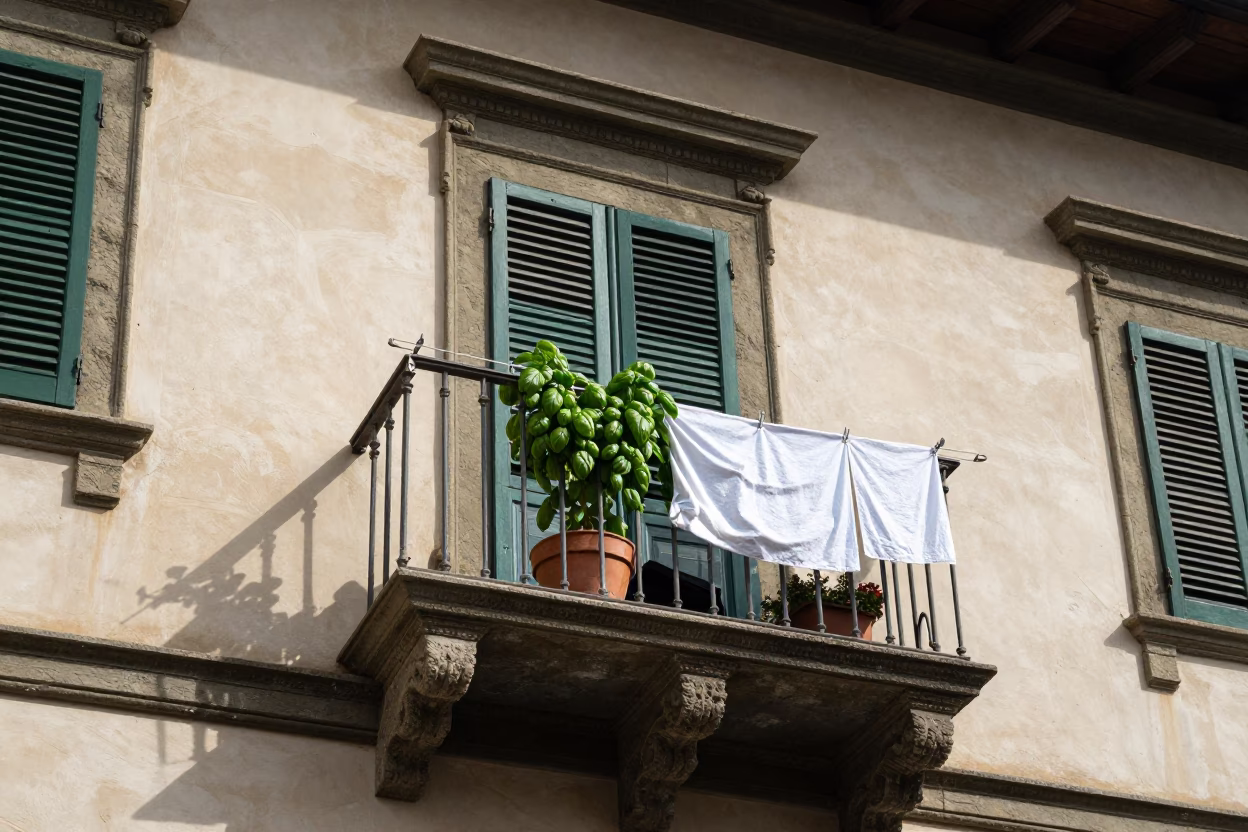 Balcony at Afternoon Light in Florence in in Florence, Italy