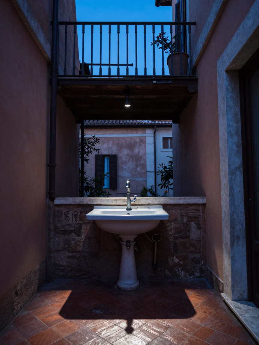 Balcony at Blue Hour in Rome in in Rome, Italy