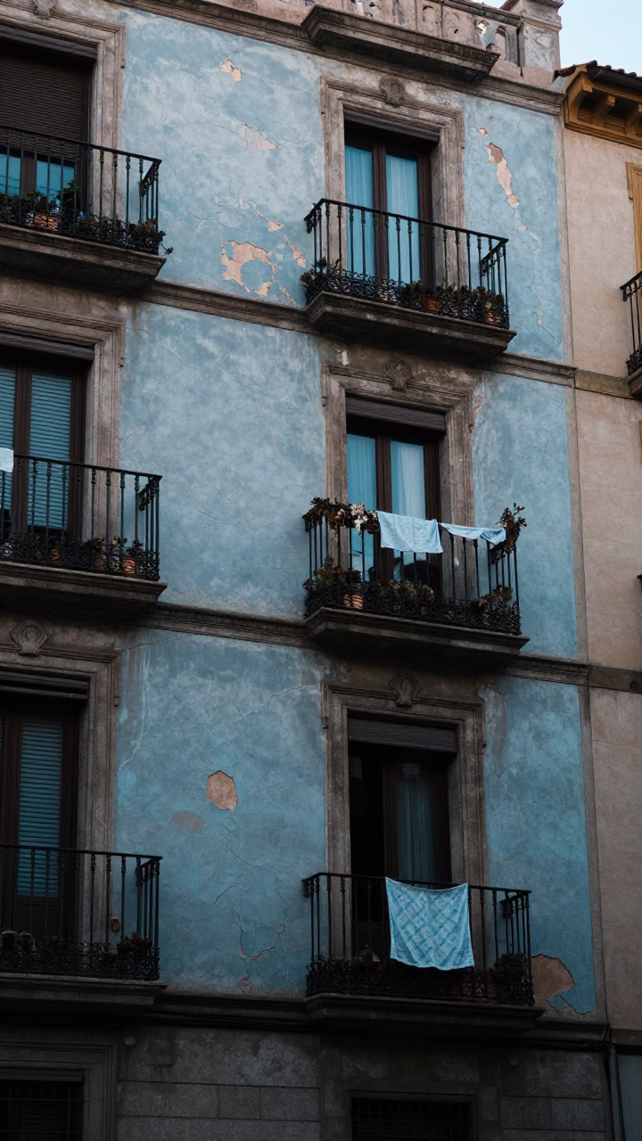 Balcony at Early Morning Light in Barcelona in in Barcelona, Spain