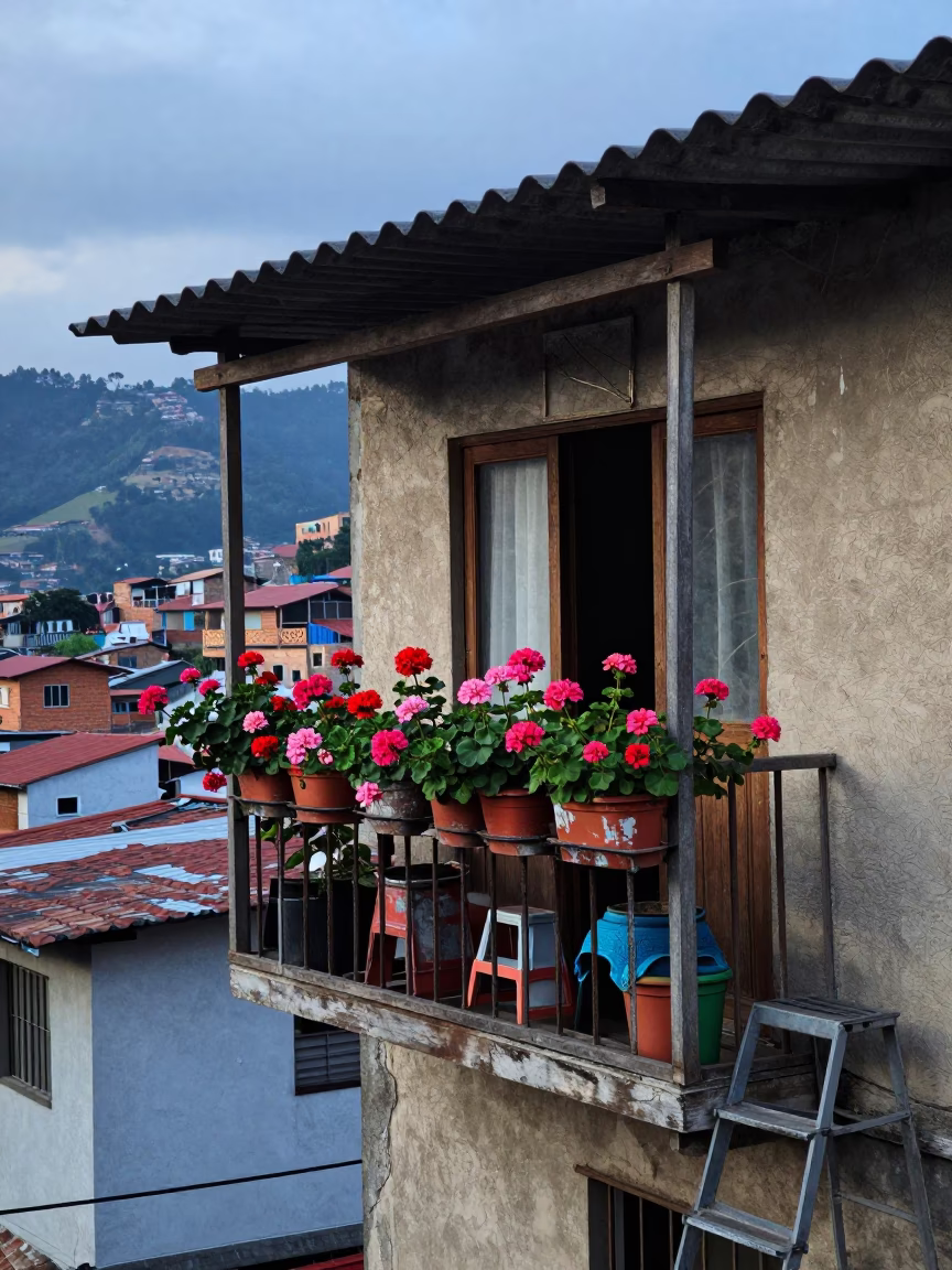Balcony at Early Morning Light in Medellin in in Medellin, Colombia