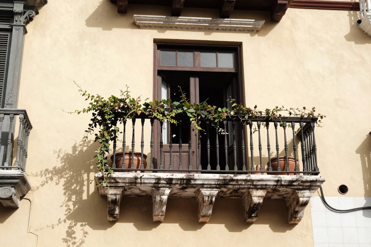 Balcony at Noon Light in in Cartagena, Colombia