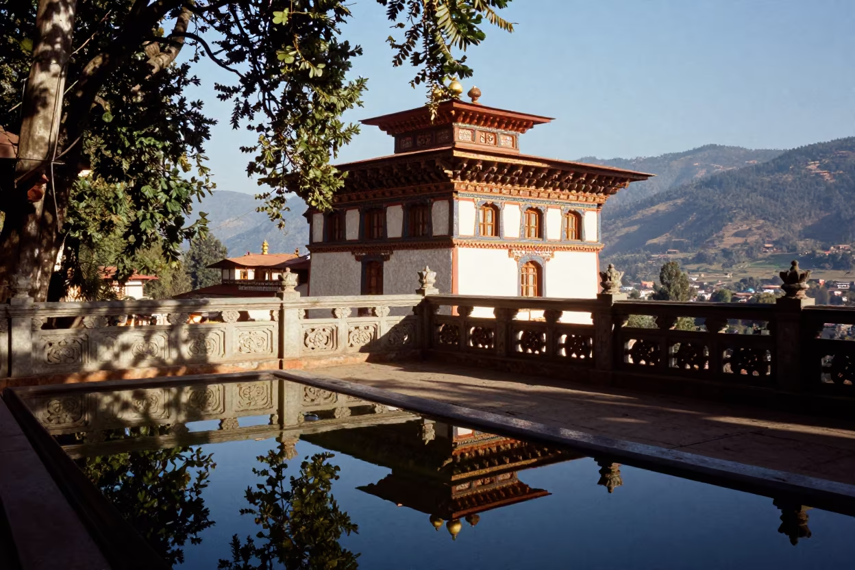 Balcony Balustrade Overlooking Thimphu Valley in near Thimphu