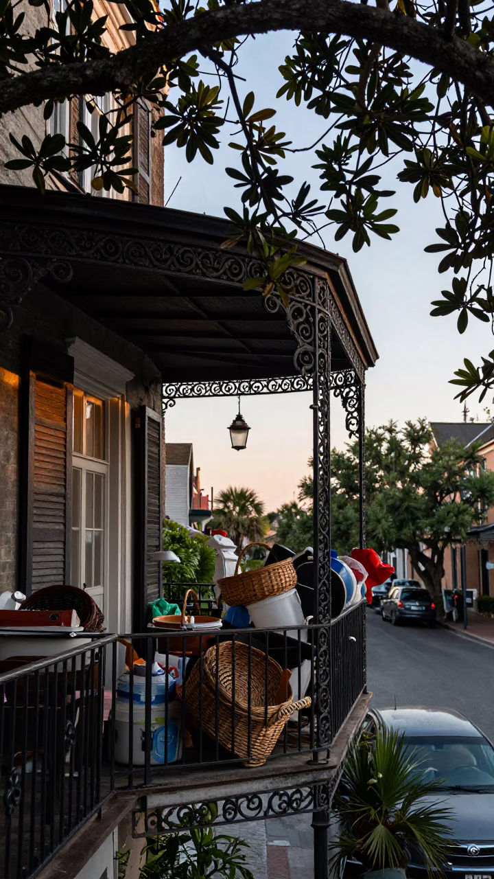 Balcony Clutter in Charleston in in Charleston, South Carolina, United States