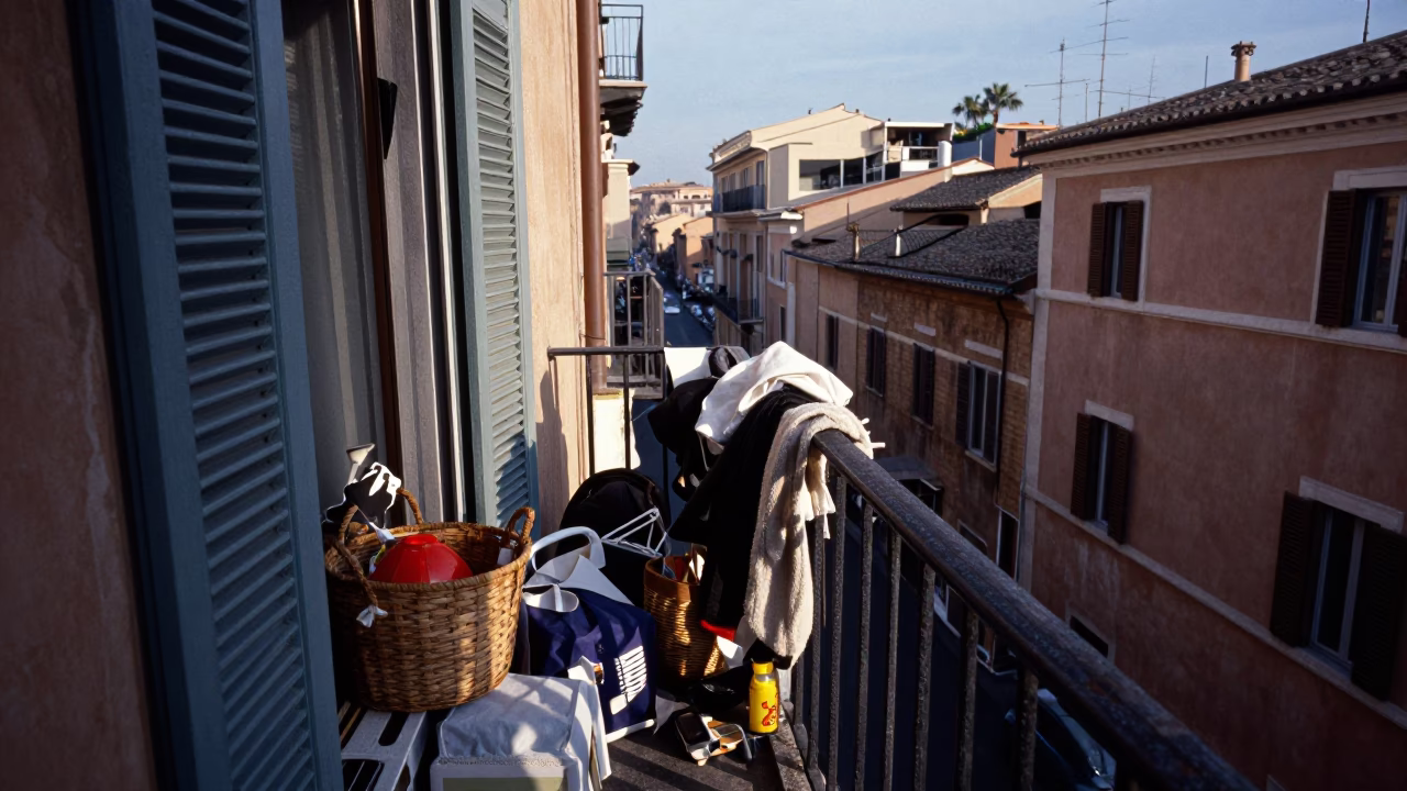 Balcony Clutter in Rome in in Rome, Italy