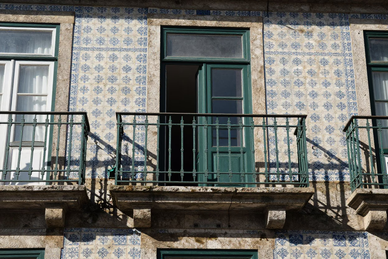 Balcony Detail in Porto at Midday Light in in Porto, Portugal
