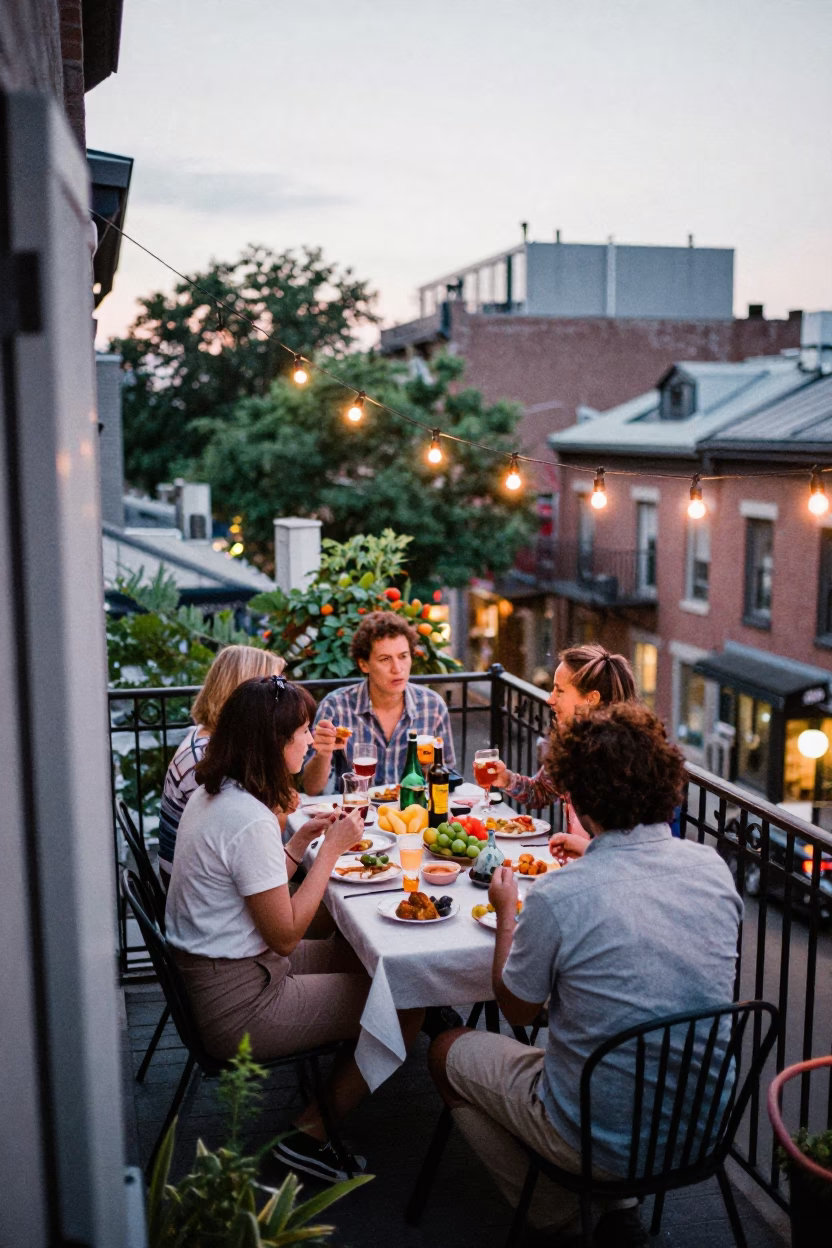 Balcony Dinner in Montreal in in Montreal, Quebec, Canada