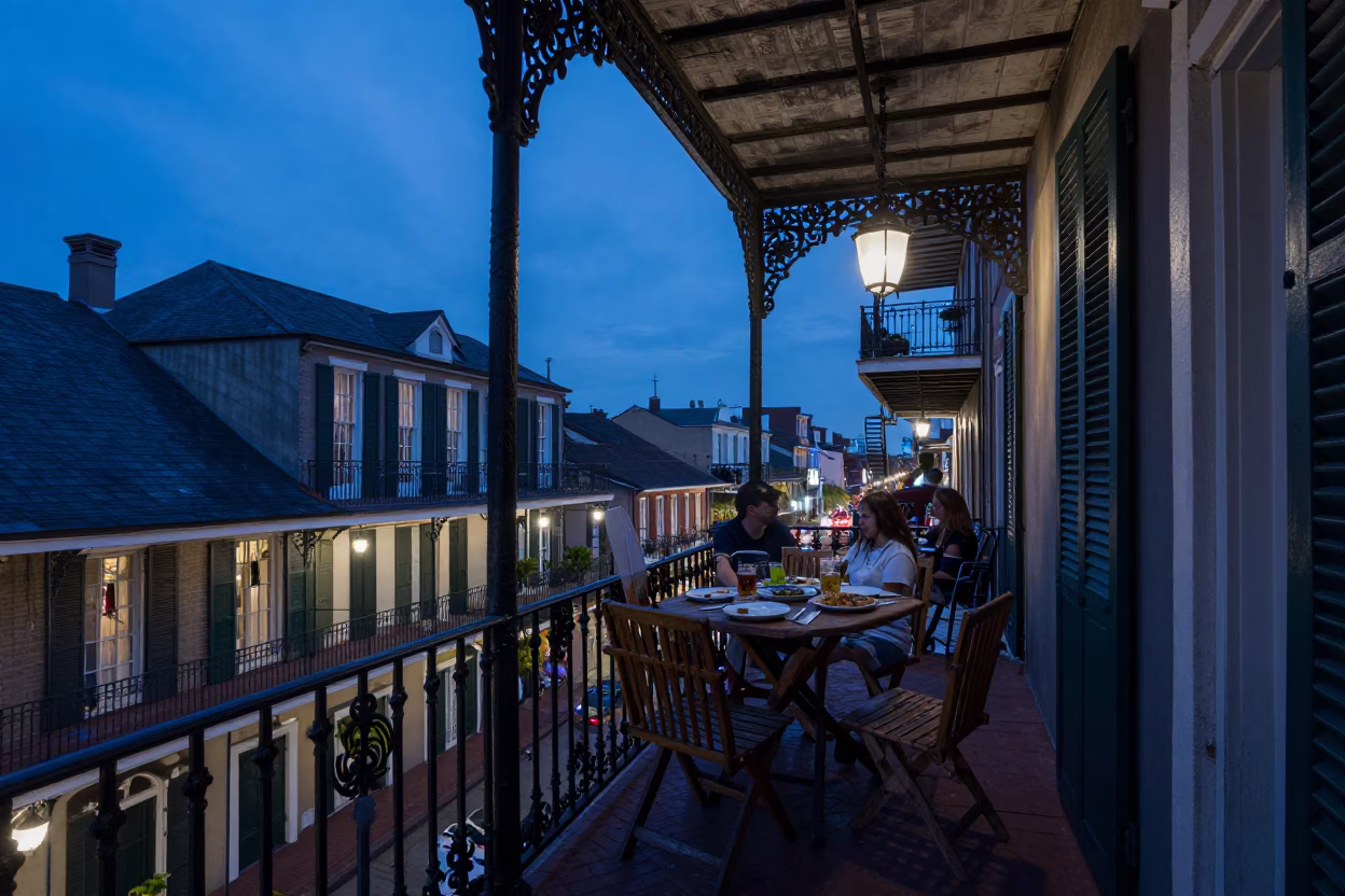 Balcony Evening in New Orleans at The Last Blue Light Of Evening in in New Orleans, Louisiana, United States