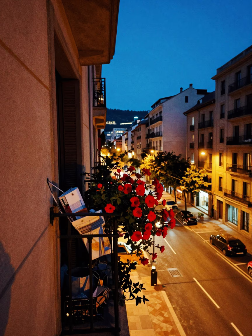 Balcony Flower in Bilbao in in Bilbao, Spain