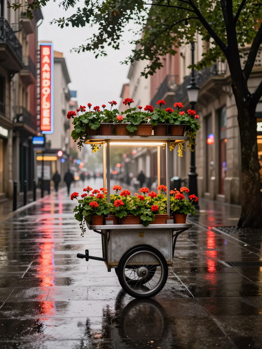 Balcony Geraniums in Bilbao in in Bilbao, Spain