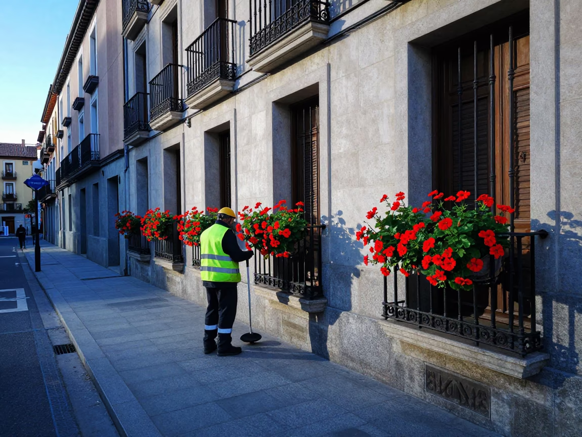 Balcony Geraniums in Madrid in in Madrid, Spain