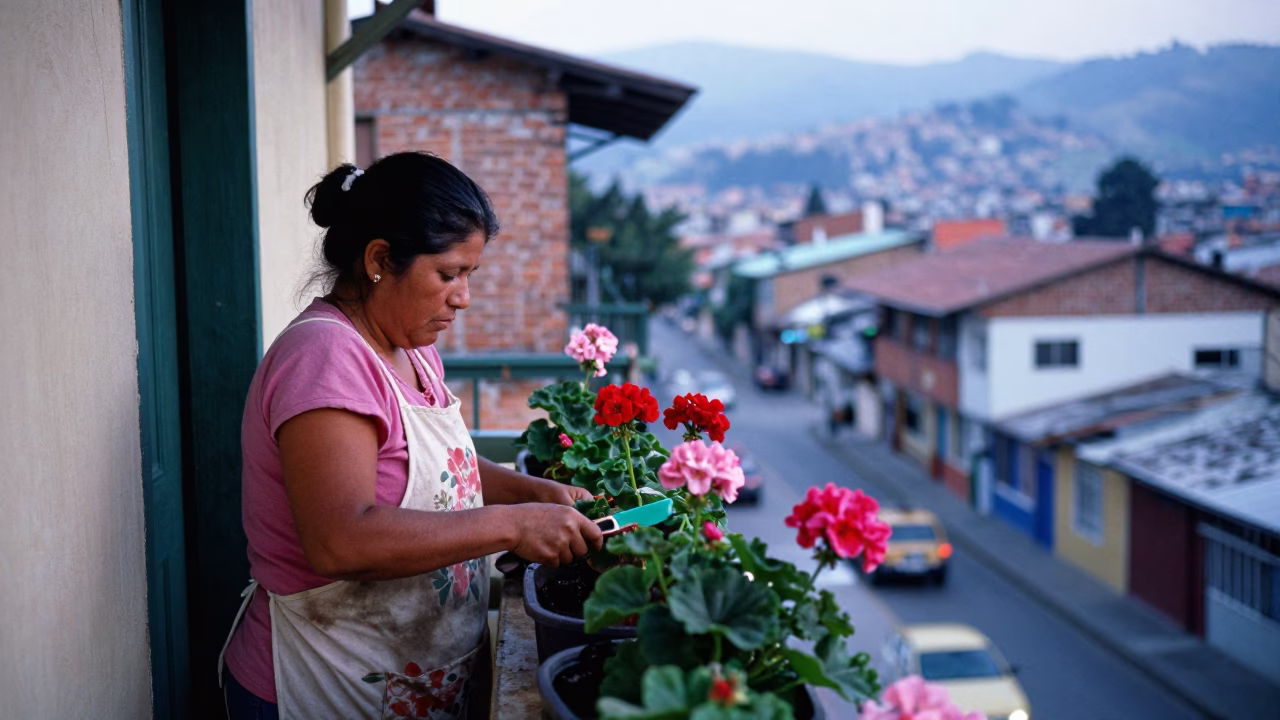 Balcony Geraniums in Medellin in in Medellin, Colombia