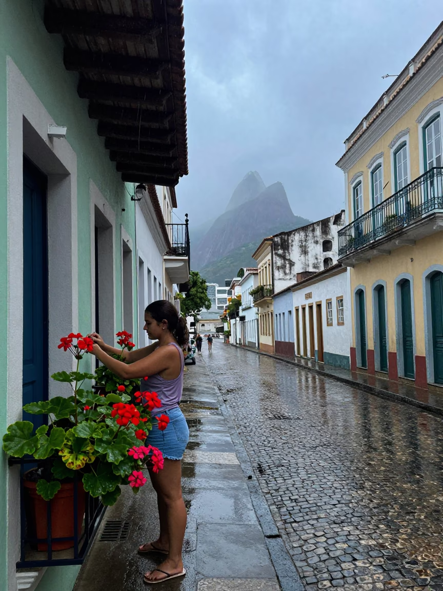 Balcony Geraniums in Rio De Janeiro in in Rio de Janeiro, Brazil