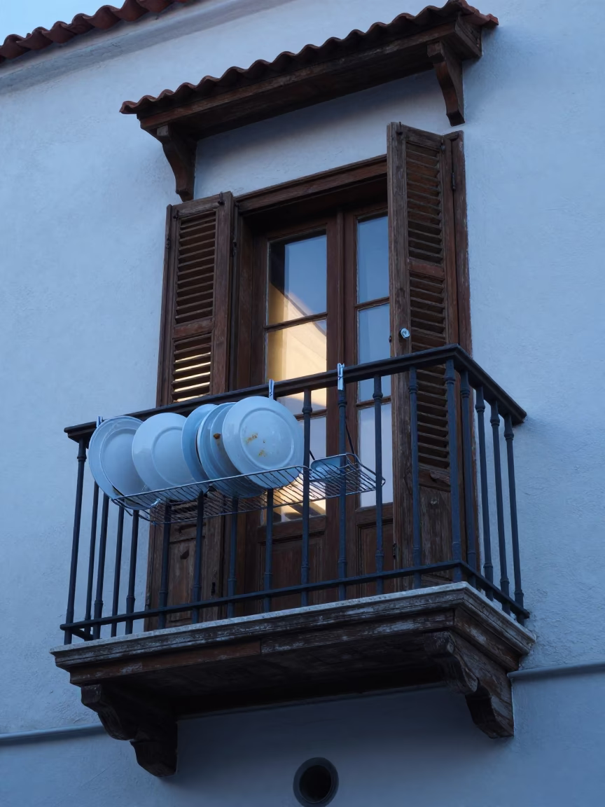 Balcony in Athens at Early Morning Light in in Athens, Greece