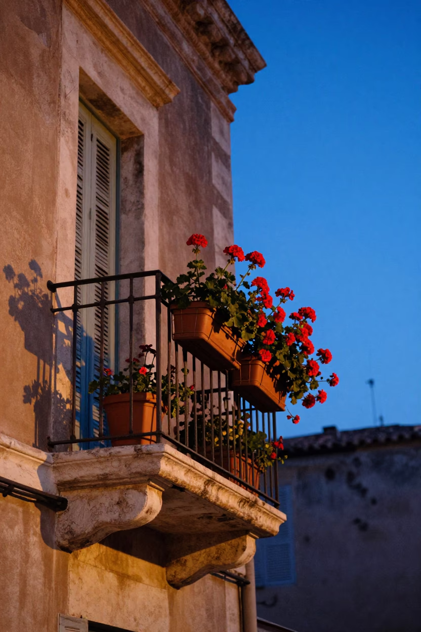 Balcony in Marseille at Blue Hour in in Marseille, France