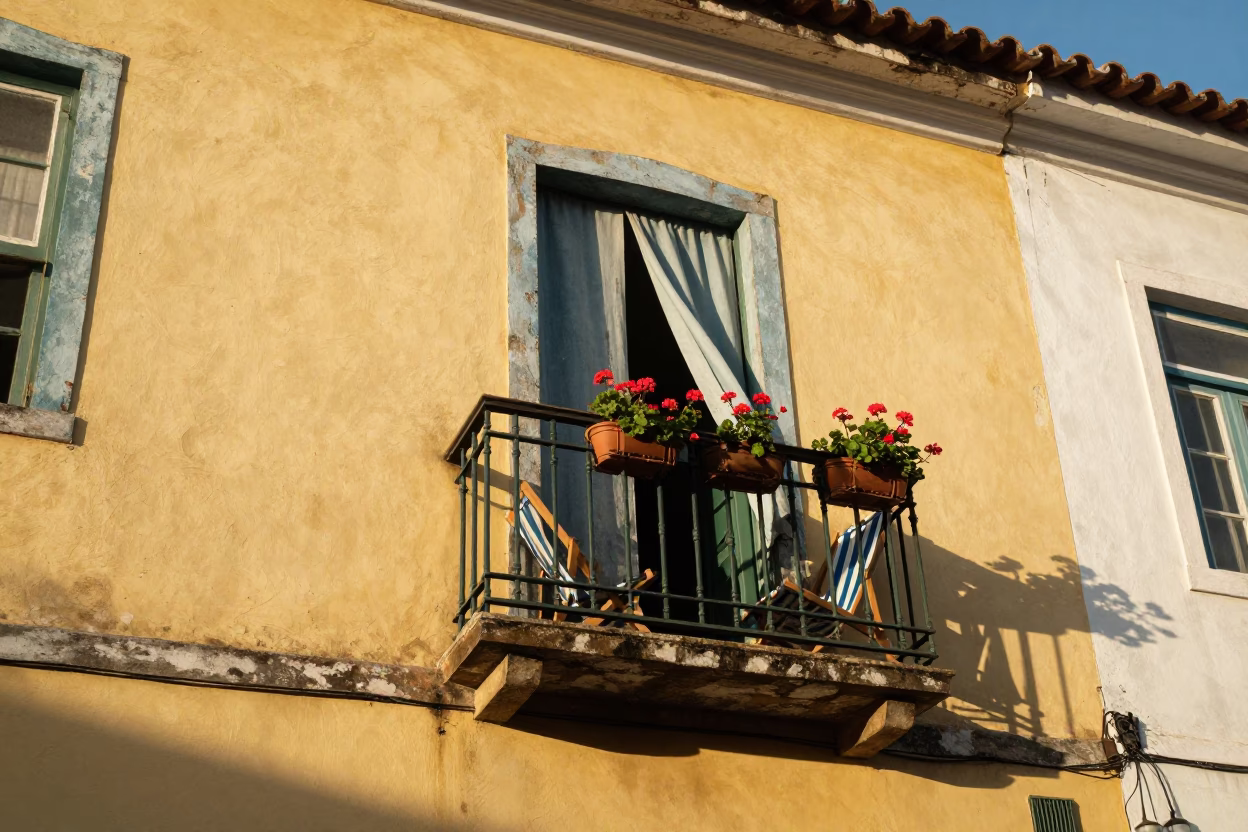 Balcony in Salvador at Late Afternoon Light in in Salvador, Brazil