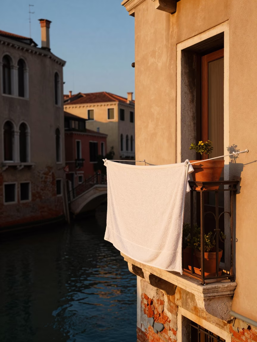 Balcony in Venice at Golden Hour in in Venice, Italy