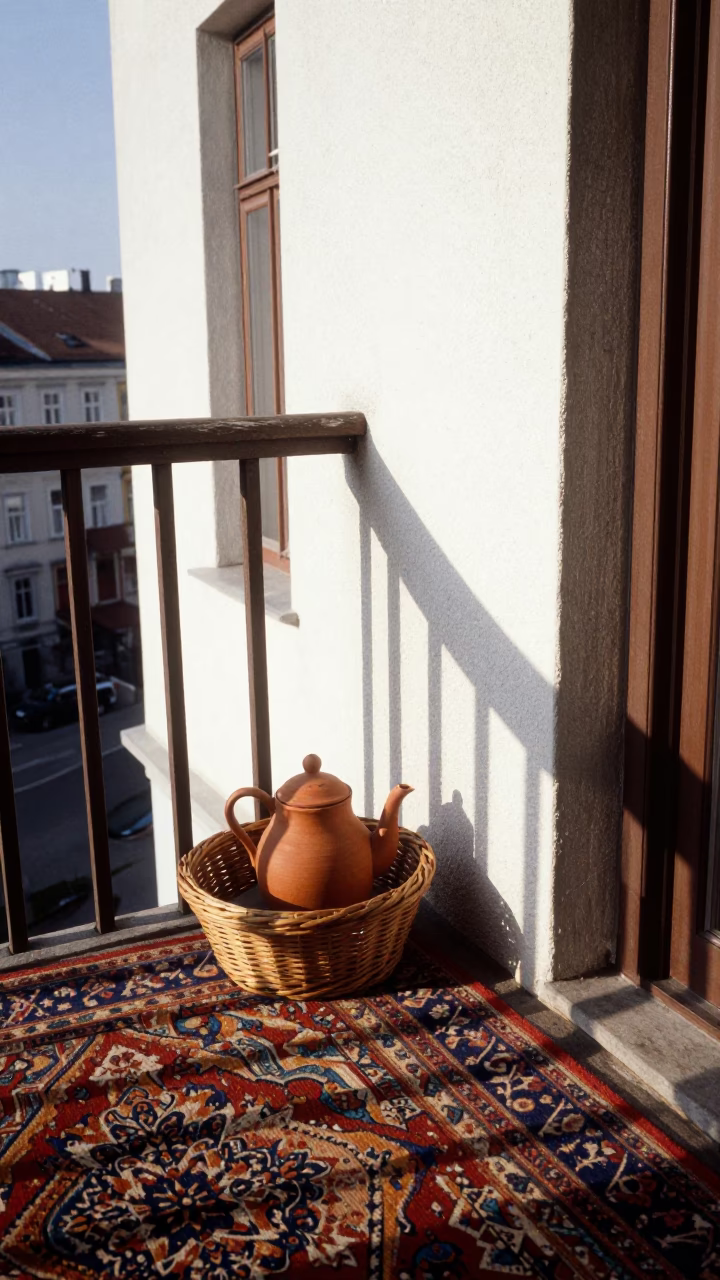 Balcony in Vienna at Late Afternoon Light in in Vienna, Austria
