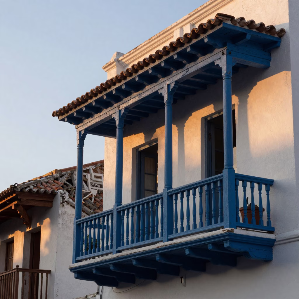 Balcony Morning in Cartagena at The Still Hours Before Dawn Light in in Cartagena, Colombia