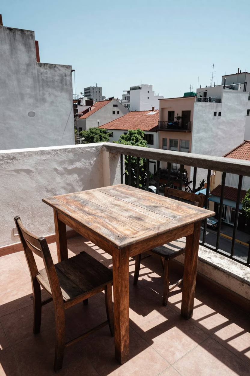 Balcony Noon in Buenos Aires at The Flat Glare Of Noon Light in in Buenos Aires, Argentina