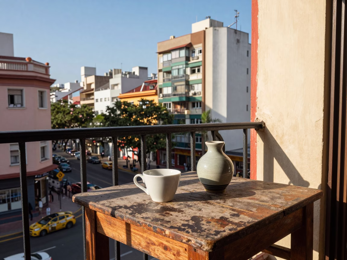 Balcony Scene in Buenos Aires at The Early Afternoon Light in in Buenos Aires, Argentina