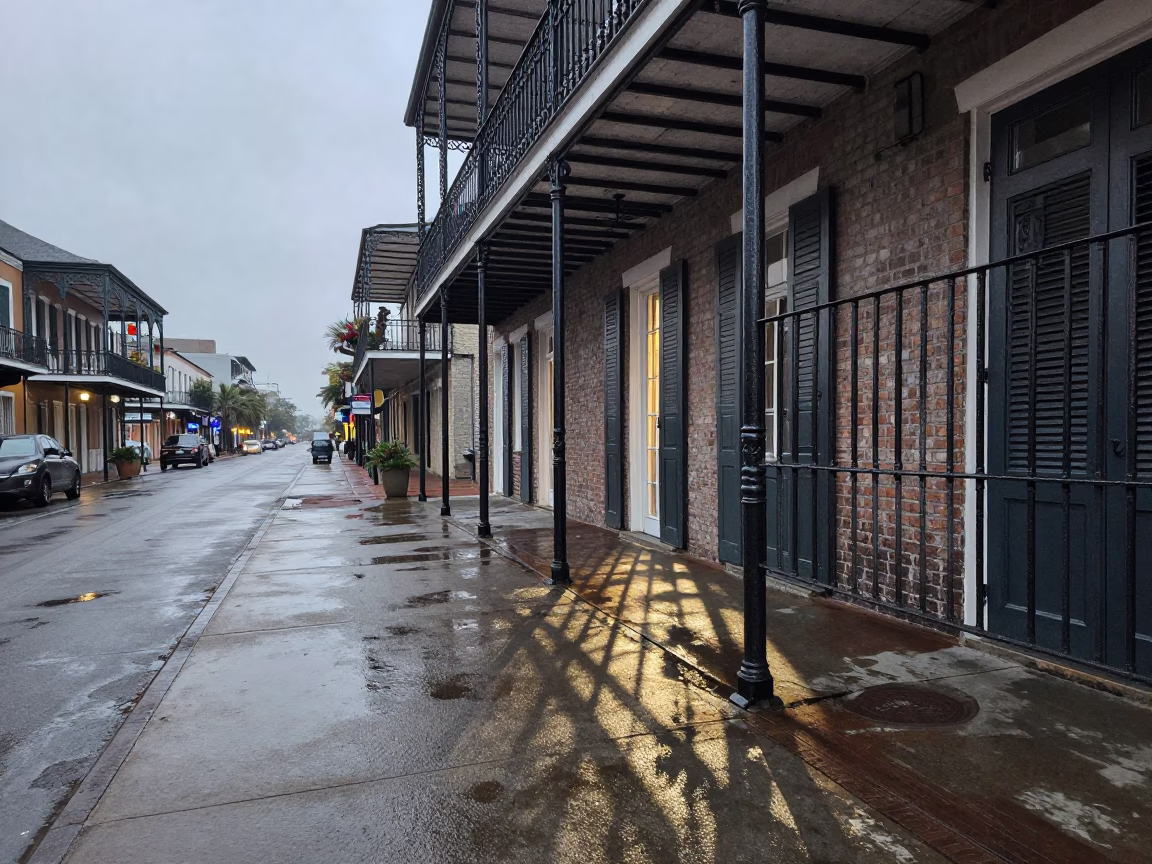Balcony Shadows in New Orleans in in New Orleans, Louisiana, United States