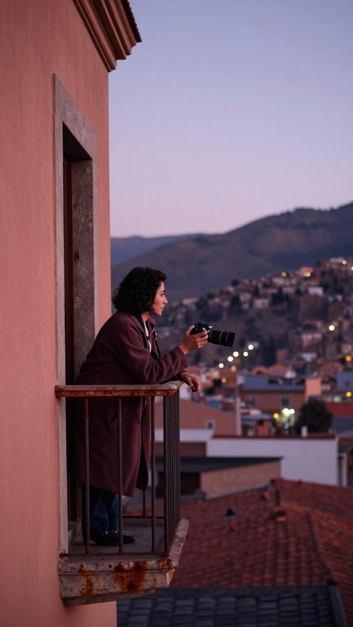 Balcony View in La Paz at First Light Of Dawn in in La Paz, Bolivia