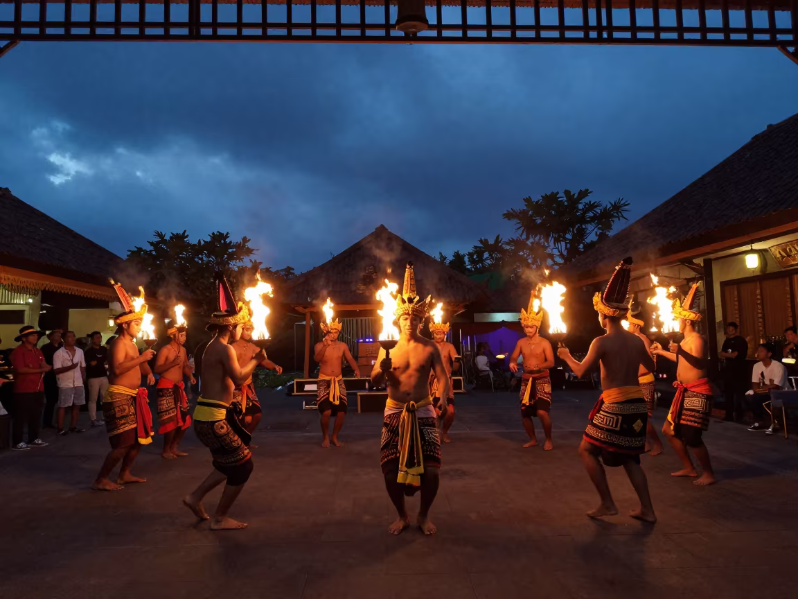 Balinese Kecak Fire Dance at Jazz Club in at a jazz club in Yogyakarta