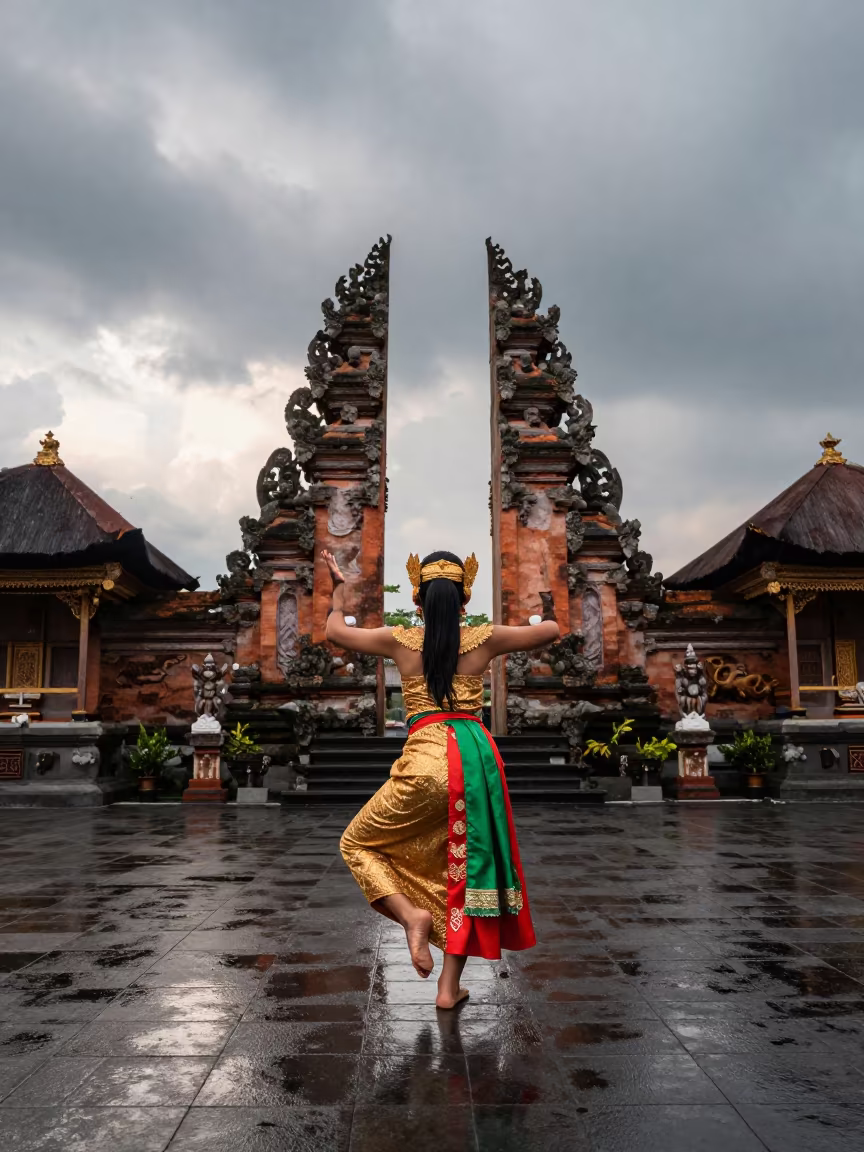 Balinese Legong Dancer in Jakarta Temple in in Jakarta