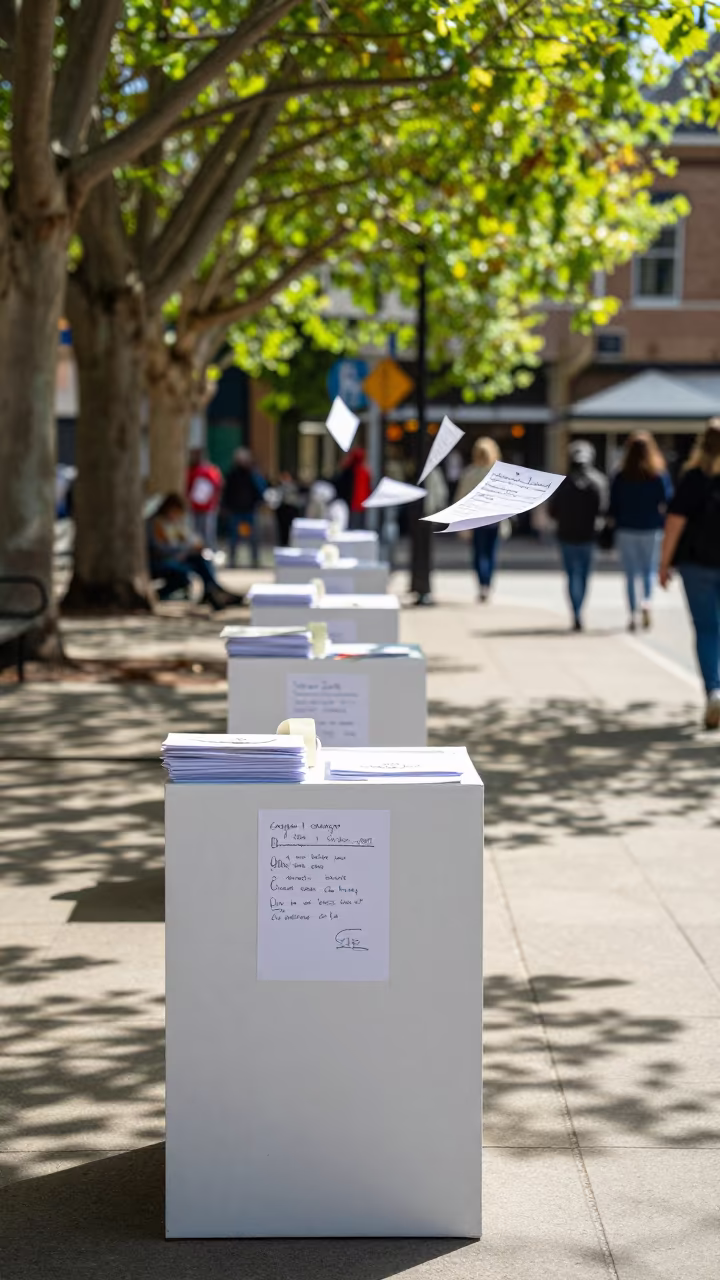 Ballot Cure Station in Gold Coast Public Square in in a public square in Gold Coast