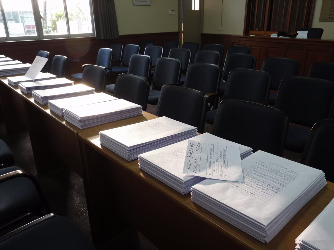 Ballot Cure Station in Suva Council Chamber in inside a council chamber near Suva